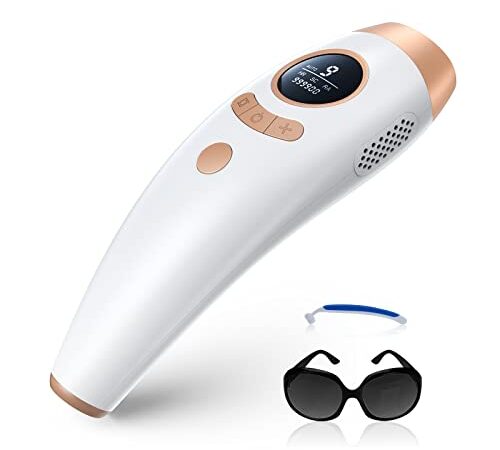 Epilatore Luce Pulsata Laser Peli Donna con Sistema di Depilazione IPL 999,900 Flash e 9 Livelli di Energia e 3 FUNZIONI AVANZATE - HR/SC/RA Perfetto per Viso/Schiena/Bikini/Ascelle - Bianco