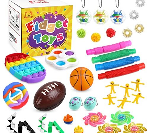 Gemeer Fidget Toys Set, 35 Pezzi Fidget Toys per Autismo Esigenze, Speciali Giocattoli Antistress per Alleviare l'ansia, Fidget Toys Box Anti-ansia per Adulti e Persone con ADHD autismo