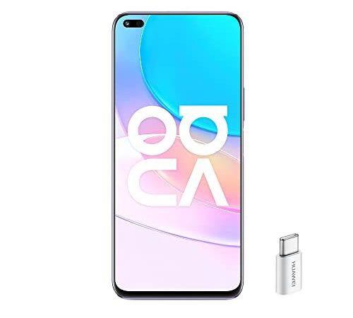 HUAWEI nova 8i Smartphone 6,67", SuperCharge 66W, Quadrupla fotocamera AI 64MP, Display borderless 6GB RAM + 128GB ROM, 4300 mAh, EMUI 11, Argento (Moonlight Silver), 6 GB + 128 GB + Ap52