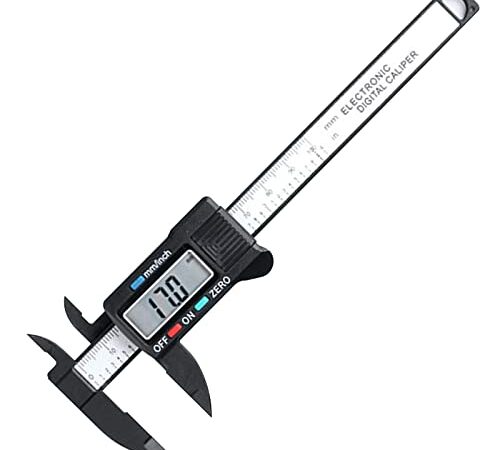 Newaner Calibri Digitale, Calibro in Fibra di Carbonio da 150 mm / 6 " con LCD Trasparente e Batteria di Backup, Calibro Digitale Professionale per Misurazioni Esterne, Interne, di Profondità e Passo