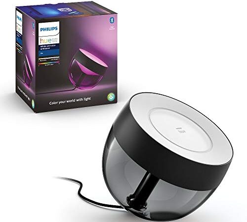 Philips Hue White&Color Ambiance Iris Lampada da Tavolo Smart Led, Bluetooth, Controllo Vocale, Dimmerabili, LED Integrato, 8 W, Nero