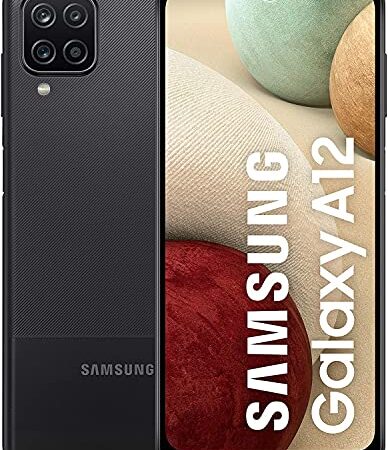 Samsung Galaxy A12, Smartphone, Display 6.5" HD+, 4 Fotocamere Posteriori, 64 GB Espandibili, RAM 4 GB, Batteria 5000 mAh, 4G, Dual Sim, Android 10, 205 g, Ricarica Rapida [Versione Italiana], Nero