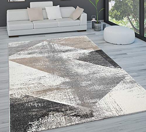 Tappeto Salotto Moderno Pelo Corto Pastello Vintage Astratto Diversi Stili, Dimensione:200x290 cm, Colore:Grigio