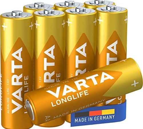 Varta 4106101328 Longlife Batteria Alcalina, Stilo AA LR06, Confezione da 8 Pile Confezione risparmio morbida foil - il design può variare