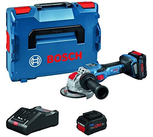 Bosch Professional BITURBO smerigliatrice angolare a batteria GWX 18V-15 SC (Ø mola 125 mm, attacco X-LOCK, mod. Connectivity, 2 batt. ProCORE18V 5.5Ah + caricabatteria, L-BOXX 136)