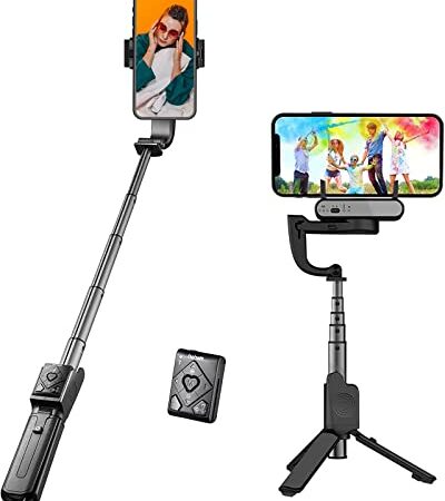 Estensibile Smartphone Gimbal, Hohem 4-in-1 Bastone Selfie Treppiede con Stabilizzatore iSteady Q, Telecomando Bluetooth Staccabile, 360° Face Tracking, Zoomabile, Compatibile con iOS/Android