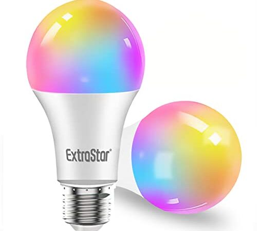 Lampadine Alexa Led E27 WiFi Lampadina Smart,EXTRASTAR Lampadine Intelligenti 15W 1400Lm Luci Calde/Fredde e 16 Milioni di Colori, Compatibile Con Alexa, Google Home e con timing- Pacco da 2