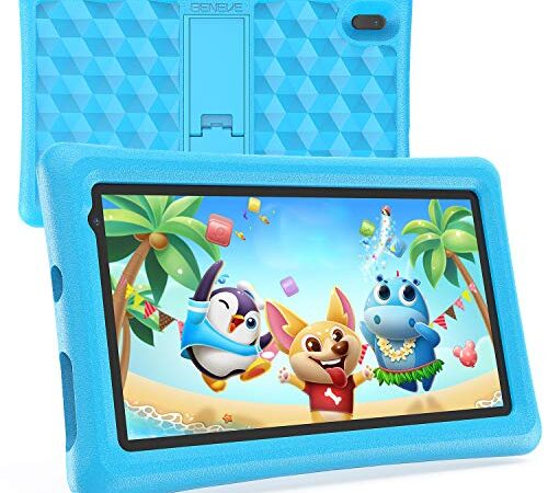 Tablet Bambini BENEVE 7 Pollici Android 10.0 Tablet Quad Core 2GB RAM 16GB ROM WiFi Bluetooth Istruzione Giochi Software Bambini Preinstallato Con Custodia Tablets Bambini Controllo Genitori (Blu)