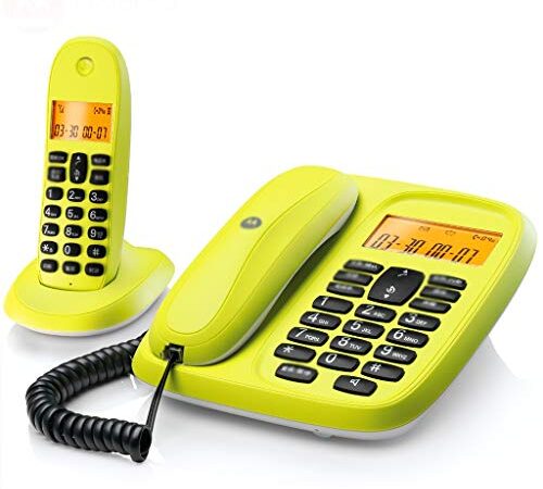 ZYFA Telefono Fisso Telefono Cordless Digitale, Telefono di casa per Ufficio, Composizione One-Touch, Chiamata a Tre Vie (Color : Yellow, Size : A)