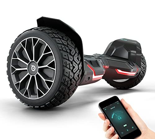 8.5" Self Balance Board Skateboard Elettrico Bluewheel HX510 con Standard di Sicurezza UL2272, Impostazione Colore Tramite App, Bluetooth Altoparlante Motore 700W, LED, con cover di alluminio (Nero)