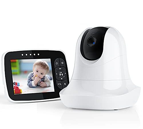 Baby Monitor, Telecamera di sicurezza, Telecamera di visione notturna, Rotazione remota a 360 gradi, Allarme timer e Nanna, Supporta la temperatura/Display di alimentazione/nessun allarme di segnale