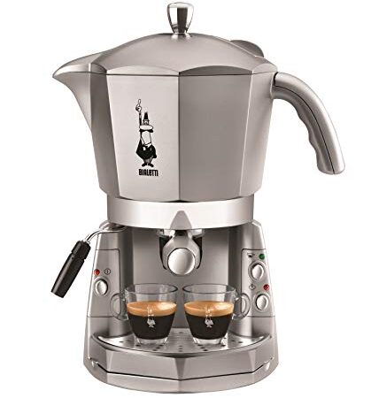 Bialetti Mokona, Macchina Caffè Espresso, Sistema Aperto (per Macinato, Capsule e Cialde),1050W, Argento