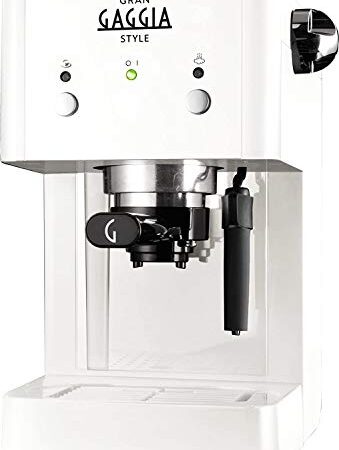 Gaggia RI8423/21 GranGaggia Style White - Macchina Manuale per il Caffè Espresso, per Macinato e Cialde, 15 bar, 1L, Bianco, 950W