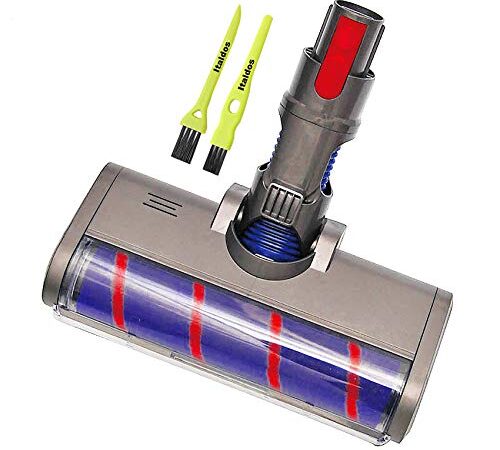 Italdos Spazzola Motorizzata Elettrica Turbo compatibile per Dyson V7 V8 V10 V11 Spazzola a Rullo con Setola Morbida per Parquet Piastrelle con Luce LED Automatico