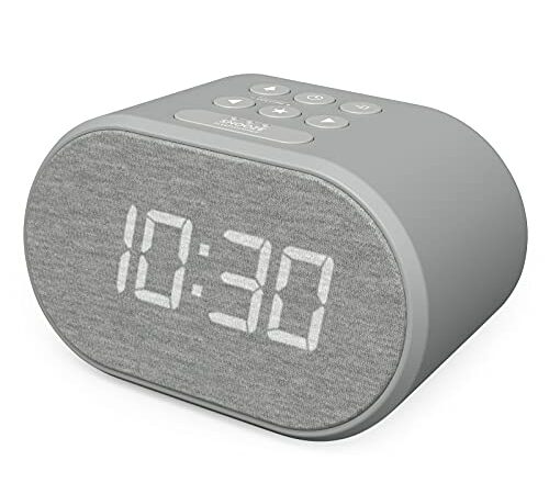 Radiosveglia Digitale da Comodino con Radio FM e Caricatore USB, Sveglia Digitale con Doppio Allarme, Funzione Snooze (Grigio)