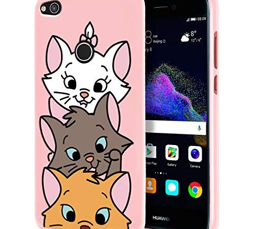 ZhuoFan Cover per Huawei P8 Lite 2017/P9 Lite 2017, Custodia Cover Silicone Rosa con Slim TPU Morbido Antiurto 3D Cartoon Bumper Case Protettiva per Huawei P8 Lite 2017/P9 Lite 2017, 3 Cat
