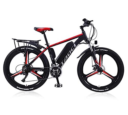 AKEZ Bicicletta elettrica mountain bike elettrica da 26 pollici, da uomo e da donna 36V batteria al litio rimovibile, bicicletta elettrica da corsa, per ciclismo all'aperto (rosso)