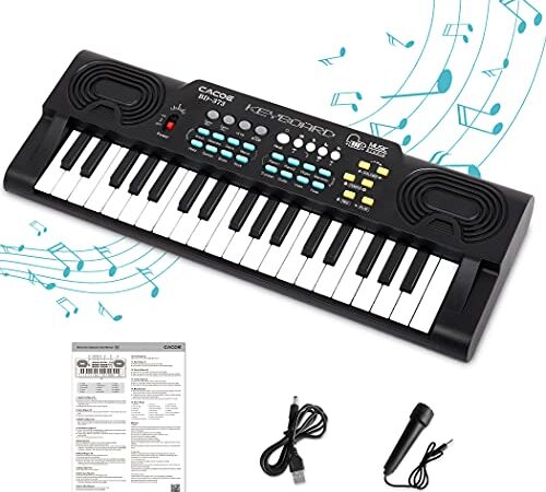 CACOE Pianola per Scuola Media o Bambini, Pianola Musicale Tastiera con 37 Tasti, Elettronica Tastiera Portatile Pianola Multifunzione, Mini Tastiera Music Giocattolo Educativo per Regalo, Nero