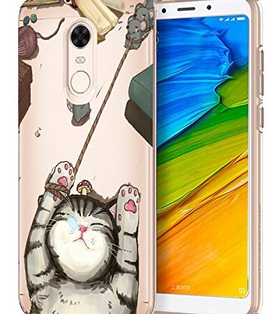 Cover Xiaomi Redmi 5 Plus, Xiaomi Redmi 5 Plus Custodia Silicone Ultra Slim Soft Trasparente TPU Case Anti-graffio Antiscivolo Simpatico disegno divertente Cover per Xiaomi Redmi 5 Plus (gatto)