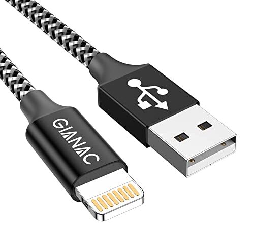 GIANAC Cavo iPhone,0.5M Cavo Lightning [Certificato MFi] Caricabatterie iPhone Carica Rapida Nylon Cavi iPhone per Apple iPhone 11/X/XS/XS Max/XR/8/8 Plus/7/7 Plus/6s/6s Plus/6/6 Plus/5c/5s/5