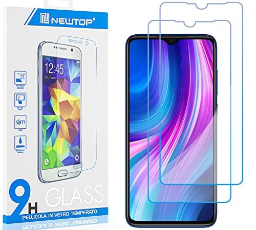 N NEWTOP Pellicola Compatibile con Xiaomi Redmi Note 8T, GLASS FILM 0.3mm 9H Vetro Temperato Proteggi Schermo Display Anti Urto Protezione (2 Pezzi)