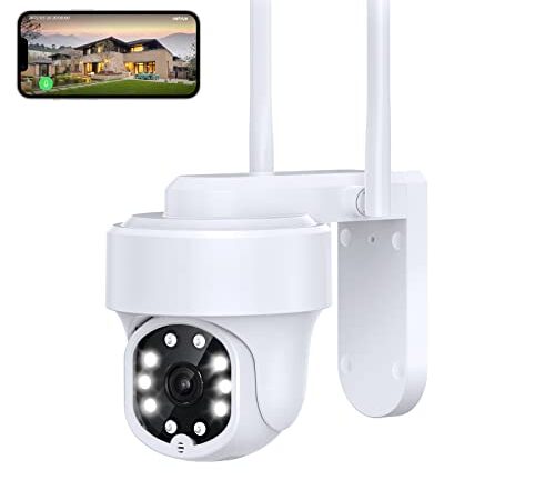 NETVUE Telecamera Wi-Fi Esterno, Videocamera Sorveglianza Esterno WiFi 1080P, Visione Notturna a Colori, Rilevamento di Movimento, Impermeabile IP66, Audio Bidirezionale, Notifica in Tempo Reale