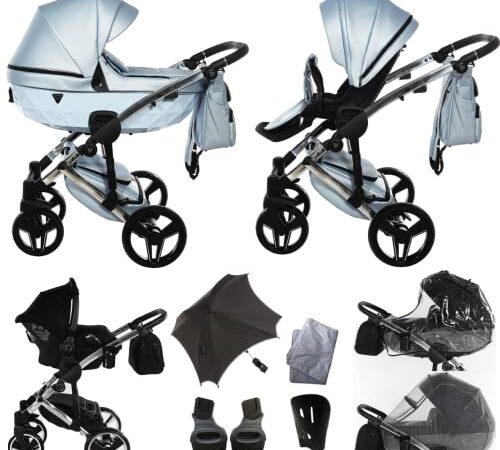 Novità! Originale Junama Diamond S-Class v2 TRIO Passeggino Combinato 3in1 Exclusive Prams (10 blu)