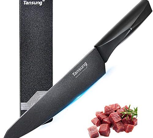 TANSUNG Coltello da Cucina,Coltello da Chef e Cuoco,Lama 20cm con Acciaio Composito ad Alto Contenuto di Carbonio,e Manico Ergonomico con Impugnatura Comoda,Ben bilanciato ed affilato