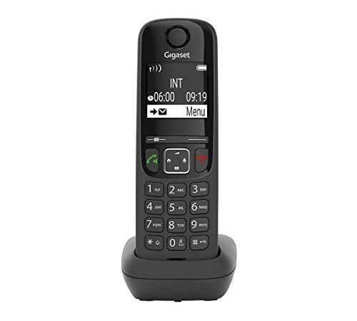 Gigaset AS690 Telefono Portatile Cordless con Vivavoce Alta Qualità, Tastiera Illuminata ed Ampio Display, Black List, Lista Chiamate Fatte, Ricevute e Perse, Nero [Versione Italiana]