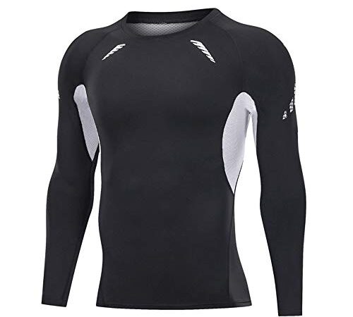 JEPOZRA Maglia Termica Uomo Maniche Lunghe Maglia Compression Palestra Traspirante Asciugatura Rapida Maglietta da Sportiva Fitness Running Corsa Ciclismo Basket Calcio