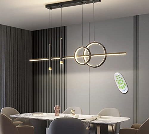 Lampada a Sospensione 44W Dimmerabile LED Lampadario Moderni Anello Design Plafoniera Regolabile Telecomando Lampadario LED Sospensione per Tavolo da Pranzo Sala da Pranzo Soggiorno Cucina Ufficio