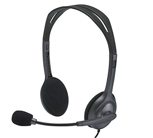 Logitech H111 Cuffie Cablate per Computer, Stereo con Microfono, Cancellazione Rumore, ‎Jack Audio da 3.5 mm, PC/Mac/Laptop/Smartphone/Tablet, Nero