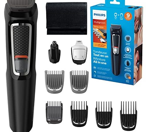 Philips Multigroom Serie 3000 9-In-1, Barba E Capelli (Modello Mg3740/15), Nero, ‎6.8 x 22.3 x 14.2 cm; 359 grammi