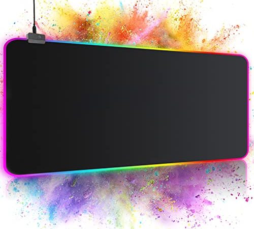 Tappetino Mouse Gaming RGB Grande Tappetino per Mouse XXL 800*300mm*40mm Gaming Mousepad 14 Effetti Luce Antiscivolo Impermeabile Tappeto Mouse per Computer e Laptop