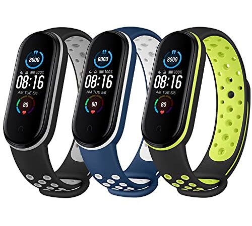 AK 3 Pezzi Cinturini Solo per Mi Band 5/ Mi Band 6/Amazfit Band 5, Cinturino Silicone di Morbido Traspirante Compatibile Solo con Amazfit Band 5, Xiaomi Mi Band 5/6 di 1.1" Schermo