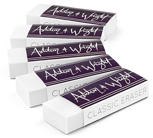 Ashton and Wright - Classic Eraser - Gomma di plastica senza lattice - Confezione da 5 Bianco