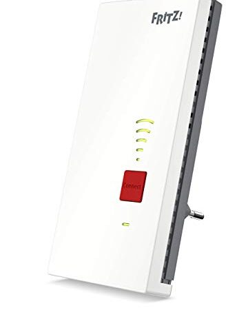 AVM FRITZ!Repeater 2400 Edition International, Ripetitore - Wi-Fi extender Dual Band con 1.733 Mbit/s (5 GHz) & 600 Mbit/s (2,4 GHz), Mesh, Access Point, 1x Gigabit LAN, Interfaccia in italiano