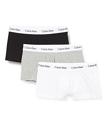 Calvin Klein Low Rise Trunk 3pk Boxer, Multicolore (Black/White/Grey Heather), S (Pacco da 3) Uomo