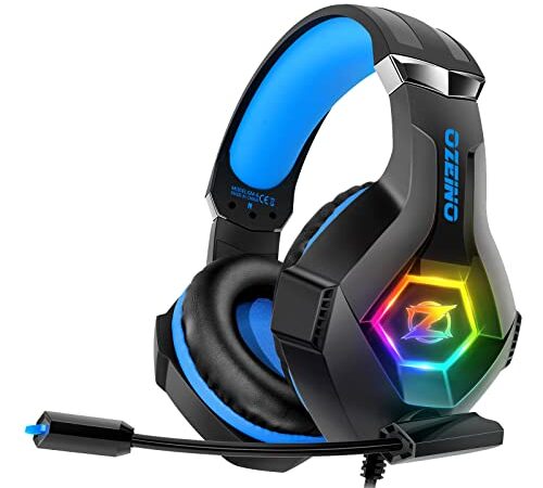 Cuffie da gioco per PS4 PS5 PC Xbox One, Cuffie PS4 con microfono, 3D Surround Sound, cancellazione del rumore, LED RGB, nero