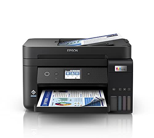 Epson EcoTank ET-4850 stampante A4 (stampa, copia, scansione, Fax) USB, Wi-Fi, Wi-Fi Direct, Ethernet, display LCD 6,1 cm, ADF, serbatoi flaconi alta capacità, Smart Panel, fronte/retro, Nero