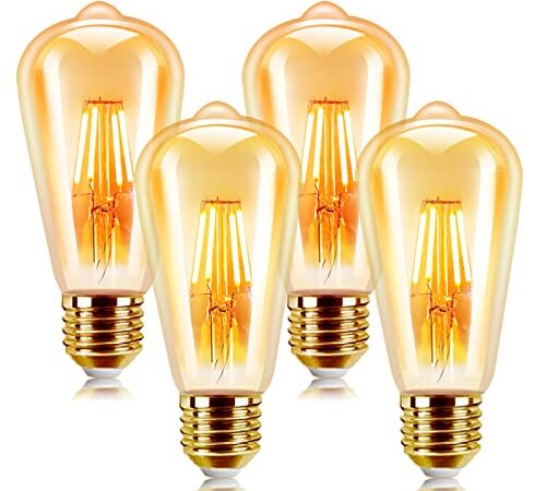 EXTRASTAR LED Lampadina Vintage Edison 6W E27 2200K 540LM Edison lampadina Vintage Retro Stile Lampadine Decorativo luce filamento della lampadina (4 pezzi)