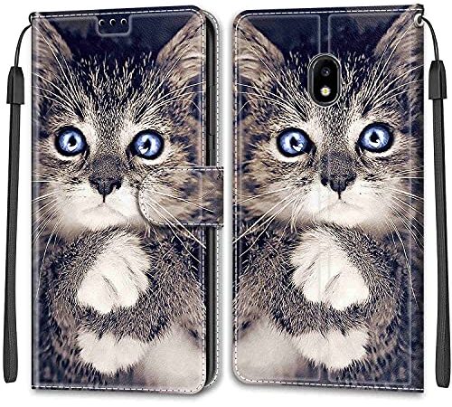 Feyten Cover per Samsung Galaxy J3 2017/J330, Custodia Samsung J3 2017/J330 Portafoglio, Cover a Libro con [Supporto][Slot per Schede][Magnetica] Flip Protettiva Case di PU Pelle Cover (Gatto 1)