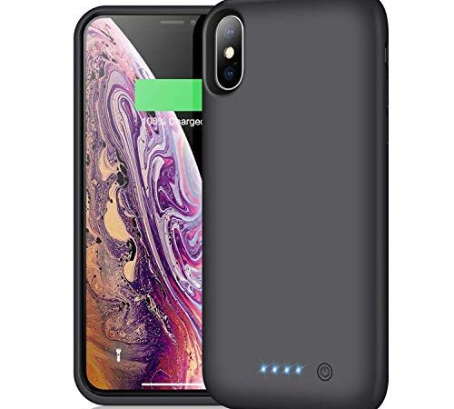 iPosible Cover Batteria per iPhone X/XS/10,6500mAh Cover Ricaricabile Custodia Batteria Cover Caricabatteria Battery Case per iPhone X/XS/10 [5.8''] Cover Power Bank Backup Charger Case