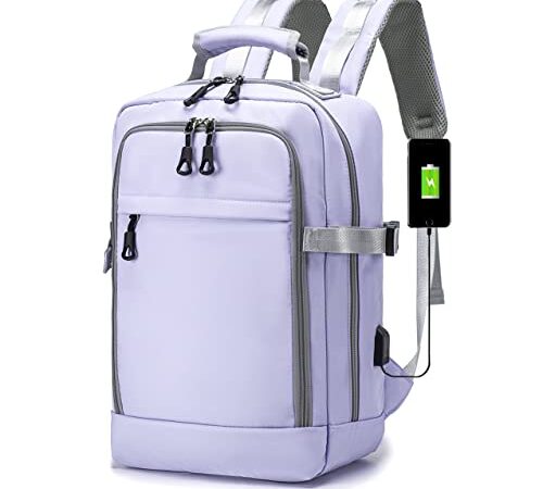 KSIBNW Zaino Bagaglio a Mano Ryanair 40x20x25,Zaino da Viaggio Extra Large Zaino Porta PC 15,6 Pollici,Zaino da Trasporto,Borsa 40x20x25 Ryanair Zaino Easyjet Approvata per Aeroplano Violet