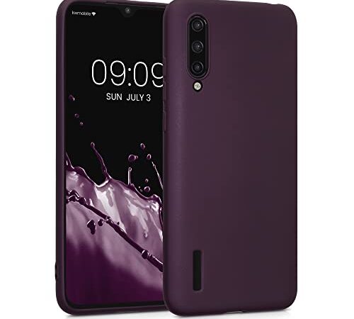 kwmobile Custodia Compatibile con Xiaomi Mi 9 Lite - Cover Silicone TPU Effetto Metallizzato - Protezione Back Case Morbida Bordeaux Metallizzato