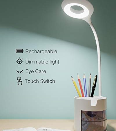 Lampada da Scrivania a 16 LED,Hepside Lampada da Tavolo Led USB Ricaricabile,lampada da scrivania senza fili Tocca Sensibile Controllo 3 Modalità di Illuminazione per Lettori di Notte,Bambino,Studio