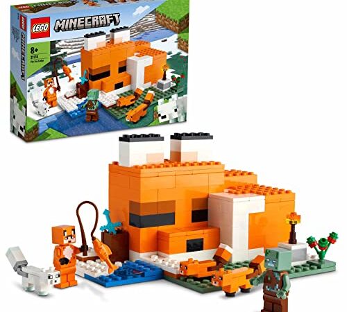 LEGO 21178 Minecraft Il Capanno della Volpe, Mattoncini da Costruzione, Set con Zombie e Animali, Giochi per Bambino e Bambina da 8 Anni, Idee Regalo