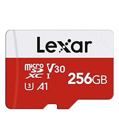 Lexar Micro SD 256 GB, Scheda Micro SD fino a 100 MB/sec(R), Scheda di Memoria microSDXC con Adattatore SD, A1, U3, C10, V30, Micro SD Card