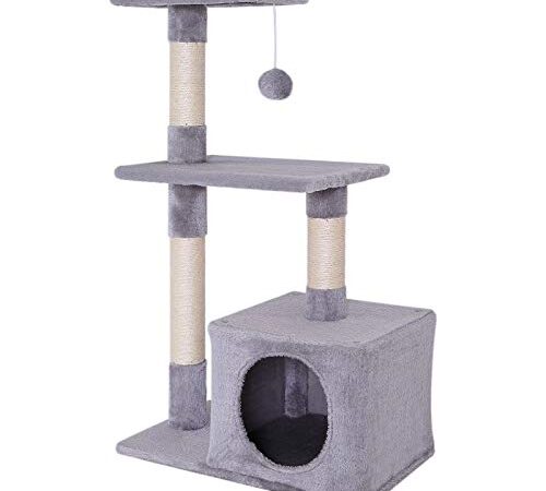 Lionto Tiragraffi Per Gatto Albero Tiragraffi Gatto Gioco Giocattolo Gatti Altezza 85 Cm, Grigio chiaro, 50 x 30 x 85 cm; 6 Kg