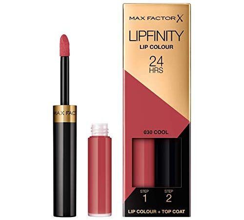 Max Factor Lipfinity Lip Colour, Rossetto Lunga Durata e Gloss Idratante con Applicazione Bifase, Nuance 030 Cool, 2.3 ml e 1.9 g